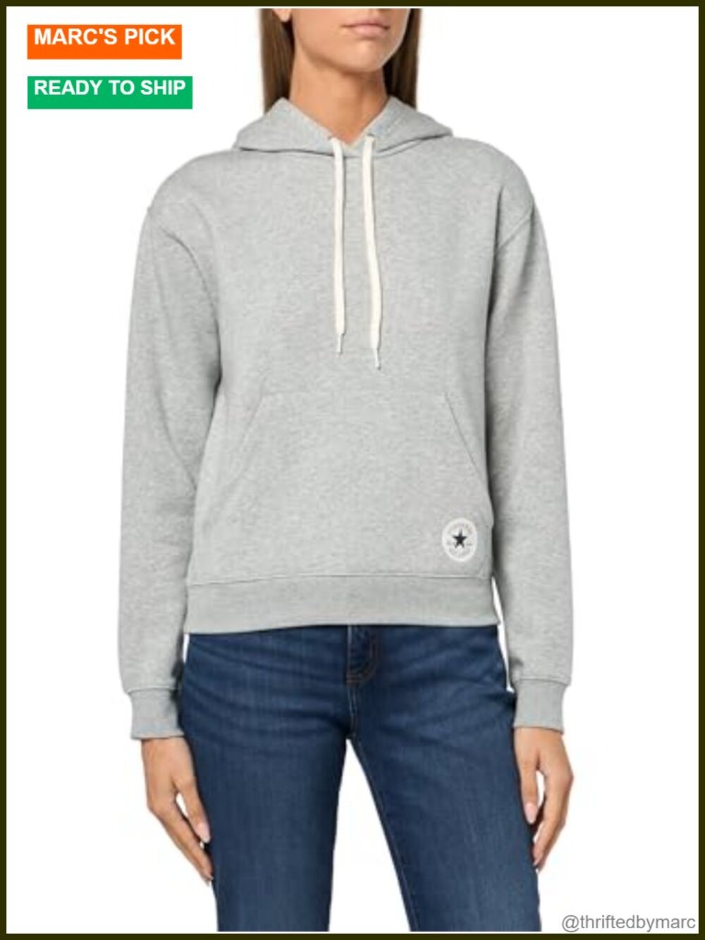 Womens Chuck Patch Pullover Hoodie Fleece Casual